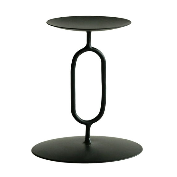 hulanddfd Black Metal Pillar Candle Holders - 3.94"x3.54"x2.76" O-Shaped Candlestick Iron Candle Holders for Livingroom Dining Table Holiday Decor