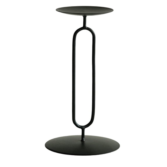 hulanddfd Black Metal Pillar Candle Holders - 6.3"x3.54"x2.76" O-Shaped Candlestick Iron Candle Holders for Livingroom Dining Table Holiday Decor