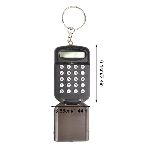hulanddfd Black Pocket Calculator Key Ring, Mini Electronic Calculator Portable Calculator Keychain with Display for Home Office Accessories