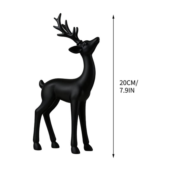 hulanddfd Black Small Reindeer Sculptures, 8" Reindeer Figurines Deer Statues Tabletop Metal Deer Ornaments for Entryway Living Room Desktop Home Decor