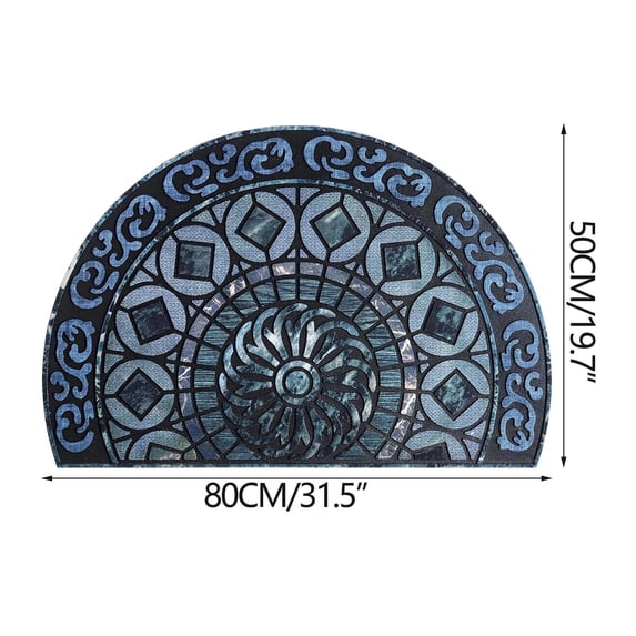 hulanddfd Bohemian-Style Stylish Front Door Mats, Crystal Velvet Semi-Circular Floor Mats Heavy Duty Outside Rugs Non Slip Welcome DoorMats for Entrance Home Hallway Patio(31.5x19.7in)