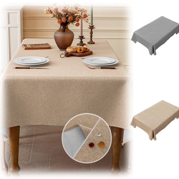 hulanddfd Burlap Linen Table Cloth Small Rectangle Tablecloth Waterproof Washable Table Cloth Covers for Kitchen Dining Room,Outdoor and Wedding Party Decor, 15.7x23.6in, Khaki
