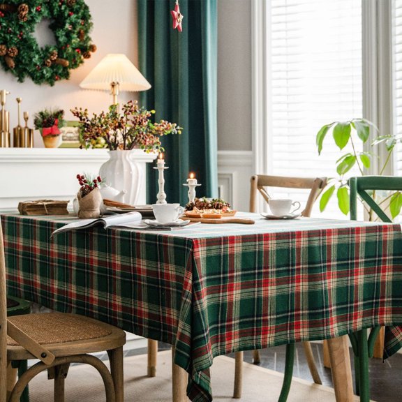 hulanddfd Checkered Tablecloth, 39.37"x55.12" Green Plaid Table Cloths for Rectangle Tables Parties Dining Kitchen Decor