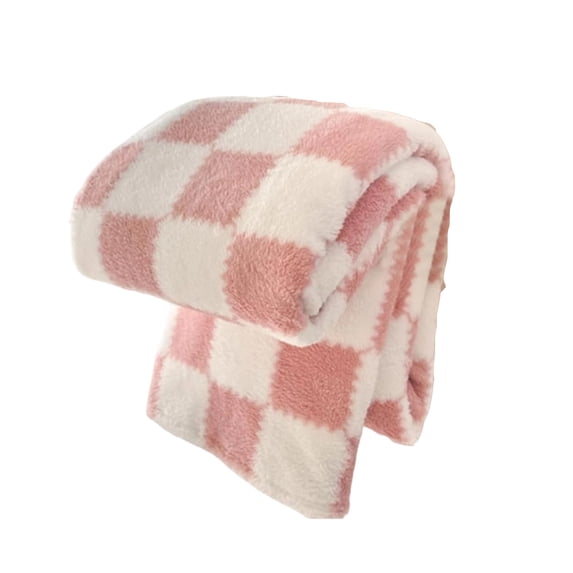 hulanddfd Checkered Throw Blanket, Soft Microfiber Knit Throw Blanket for Couch Bed, Warm Reversible Checkerboard Knitted Blanket Room Decor, Pink