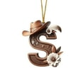 thumbnail image 1 of hulanddfd Christmas 26 Letters Ornaments, 1pc Brown Alphabet with Cowboy Hat Pendant Xmas Haing Decoration for Xmas Tree 3.15"/8cm, 1 of 6