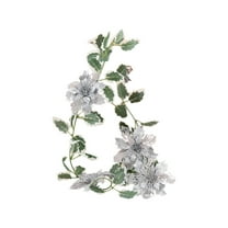 hulanddfd Christmas Artificial Garlands - 1pc Simulation Christmas Leaves Rattan with Silver Flowers Realistic Faux Green Plants Decoration for Mantle Wall Door Indoor Outdoor Decor 70.87"/180cm