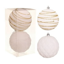 hulanddfd Christmas Ball Ornaments Set - 3.94in 2pcs Painted Flocking Balls, Xmas Hanging Decoration for Xmas Tree Holiday Wedding Decor White-5