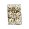 thumbnail image 1 of hulanddfd Christmas Balls Ornament, 6pcs Gold and White Striped Shatterproof Balls Pendant for Xmas Tree Xmas Hanging Decoration for Home and Holiday Party Decor 3.94"x2.36"/10cm*6cm, 1 of 6