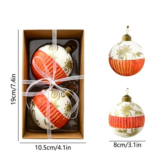 hulanddfd Christmas Balls Ornaments - Set of 2pcs Orange Glass Balls 8/3.1" Christmas Hanging Ball Decorations for Xmas Tree and Holiday Wedding Party