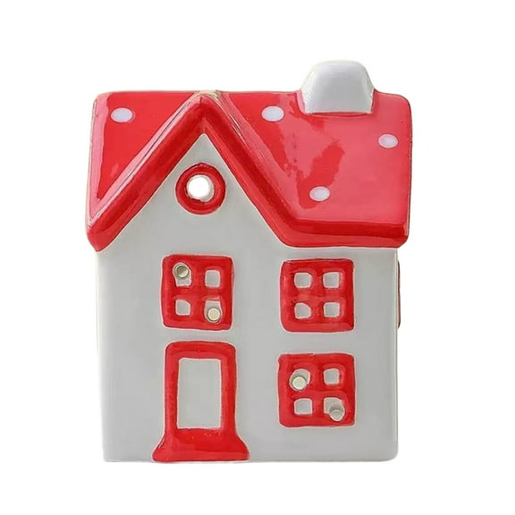 hulanddfd Christmas Candle Holders, 3.7"x3.07" Village House Shaped Ceramic Candlestick Mantel Table Centerpiece Decor Christmas Holiday Display Gift for Family
