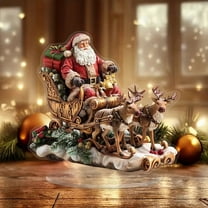 hulanddfd Christmas Desktop Ornaments - 1pc Reindeer Santa Sleigh Figurine Xmas Christmas Displays Decoration for Shelves Desks
