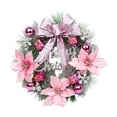thumbnail image 1 of hulanddfd Christmas Flower Wreath, Artificial Christmas Wreaths with Bows Xmas Ball and Fake Flower for Front Door 11.81 in Christmas Wreath Decorations for Xmas Decor Pink, 1 of 7