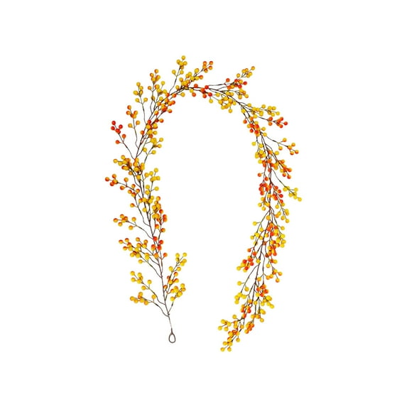 hulanddfd Christmas Garland Decoration - Artificial Red Berry Rattan Branches - 76.77 in, with Pliable Stems for Fireplace Mantle Holiday Winter Xmas Tree Decor - Indoor/Outdoor Yellow-6