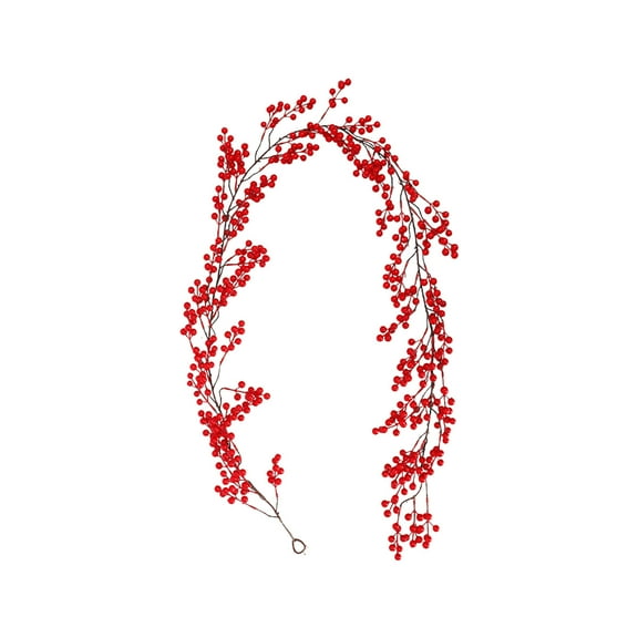 hulanddfd Christmas Garland Decoration - Artificial Red Berry Rattan Branches - 76.77 in, with Pliable Stems for Fireplace Mantle Holiday Winter Xmas Tree Decor - Indoor/Outdoor Red-6