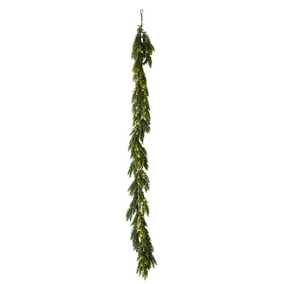 hulanddfd Christmas Garland with String Lights, 70.87 in Faux Cedar Garland Xmas Greenries Garland for Mantle Stairs Table Fireplace Wall Xmas Decor