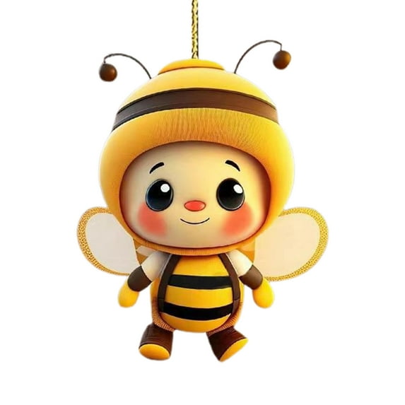 hulanddfd Christmas Honeybee Ornament, 3.1inch Acrylic Yellow Hanging Ornaments, Garden Decor Outdoor and Auto Interior Decorations for Xmas Tree Garden Outdoor or Gifts D