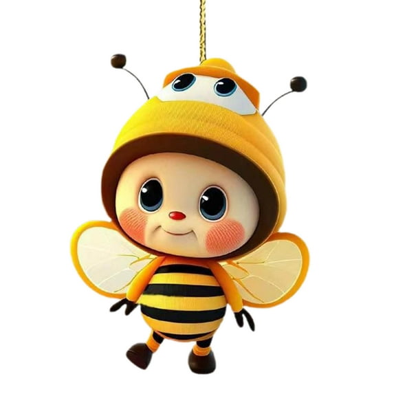 hulanddfd Christmas Honeybee Ornament, 3.1inch Acrylic Yellow Hanging Ornaments, Garden Decor Outdoor and Auto Interior Decorations for Xmas Tree Garden Outdoor or Gifts E