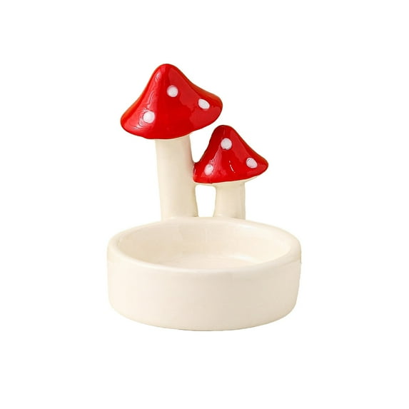 hulanddfd Christmas Mushrooms Candle Holders, 3.27"x3.31" Cute Mushrooms Shaped Ceramic Candlestick Mantel Table Centerpiece Decor Christmas Holiday Display Gift for Family