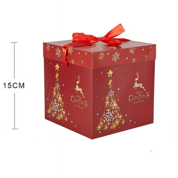 hulanddfd Christmas Nesting Gift Boxes with Lid, Gift Box Display Window Scene Decoration Ornament for Gifts Red Christmas Tree Gift Wrap Boxes for Xmas Thanksgiving Wrapping Gifts and Decor e