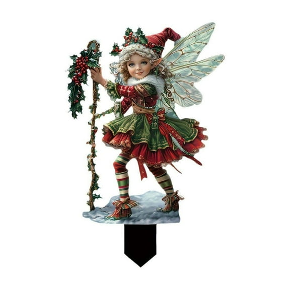 hulanddfd Christmas Pixie Flower Pot Decoration, Christmas With Berry Garden Pile Christmas Pixie Statue, for Home or Garden,Christmas Pixie Garden Accessories