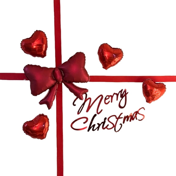 hulanddfd Christmas Red Balloons Arch Set Garland - Heart Bows Shaped Balloonss with Backdrops Restaurant Bar and Shop Window