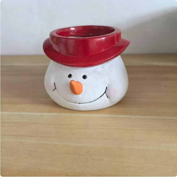 hulanddfd Christmas Snowman Plants Pots, 3" Resin Flower Pots Desktop Small Pottery Container for Christmas and Home Tabletop Indoor Outdoor Decor 1pc