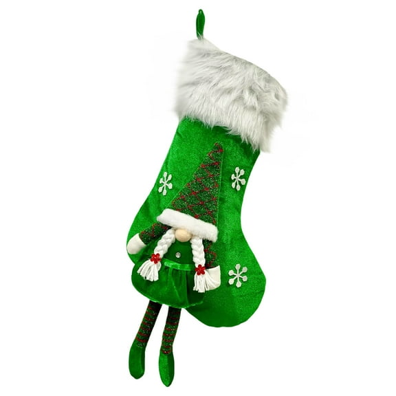hulanddfd Christmas Stocking Green Personalized Christmas Knitted Stocking Candy Gift Bag 45cm/17.7" Xmas Hanging Ornament for Xmas Tree Wall Table Holiday Wedding Party Supplies 1pc