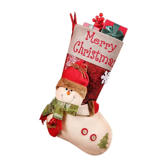 hulanddfd Christmas Stocking Personalized Christmas Knitted Snowman Stocking Candy Gift Bag 47cm/18.5" Xmas Hanging Ornament for Xmas Tree Wall Table Holiday Wedding Party Supplies 1pc
