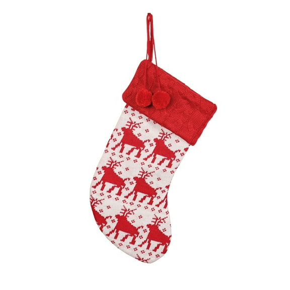 hulanddfd Christmas Stocking Red Personalized Christmas Knitted Stocking Candy Gift Bag 39cm/15.35" Xmas Hanging Ornament for Xmas Tree Wall Table Holiday Wedding Party Supplies 1pc
