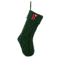 thumbnail image 1 of hulanddfd Christmas Stockings with Alphabet, 18inches Personalized Green Knitted Stocking with Red Embroidered Initials Christmas Gift Bag for Xmas Tree Window Decor and Daily Use, Gift for Friend, 1 of 5