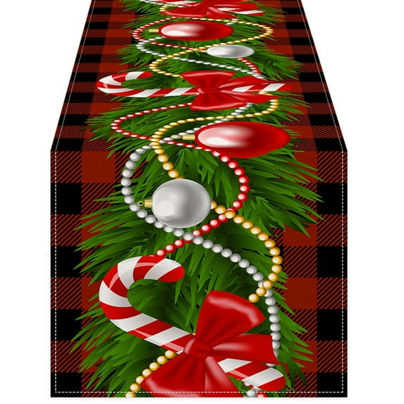 hulanddfd Christmas Table Flag, 72x13 inches Rectangle Candy Printed Tablecloth Winter Holiday Kitchen Dining Table Decoration for Home Party