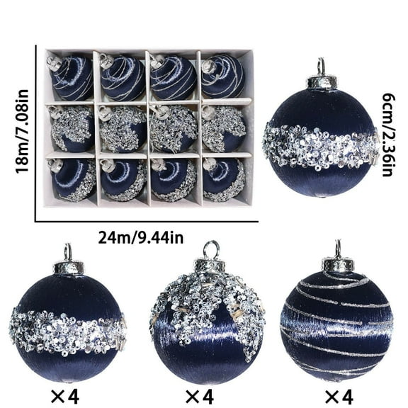 hulanddfd Christmas Tree Ball Ornament Set - 12Pcs Dark Gray Shatterproof Xmas Hanging Balls, Christmas Hanging Pendant for Tree Wreath and Wedding Holiday Party Decor 6cm/2.36"