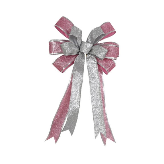 hulanddfd Christmas Tree Bows, 16.4"x9.4" Pink Christmas Bows Xmas Hanging Decoration for Xmas Tree Wreath and Wedding Party Holiday Decor