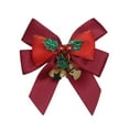 thumbnail image 1 of hulanddfd Christmas Tree Bows, 3.15"x 2.76" Wine Christmas Bows Xmas with Bells Hanging Decoration for Xmas Tree Wreath and Wedding Party Holiday Decor, 1 of 6