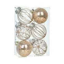 hulanddfd Christmas Tree Ornaments - Set of 6pcs Rose Gold Shatterproof Hanging Balls 6cm/2.36" Christmas Balls Decorations for Xmas Tree and Holiday Wedding Party
