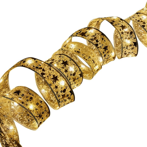 hulanddfd Christmas Tree Ribbon String Lights,129.92in LED String Lights Christmas Tree Accessories Double Layered Ribbons String Lights for Xmas Tree