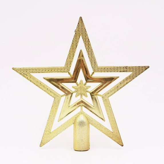 hulanddfd Christmas Tree Topper - 5-Pointed Star Shaped Ornament, Christmas Tree Decoration Gold Plastic Star for Xmas Tree Indoor Party Home Decor