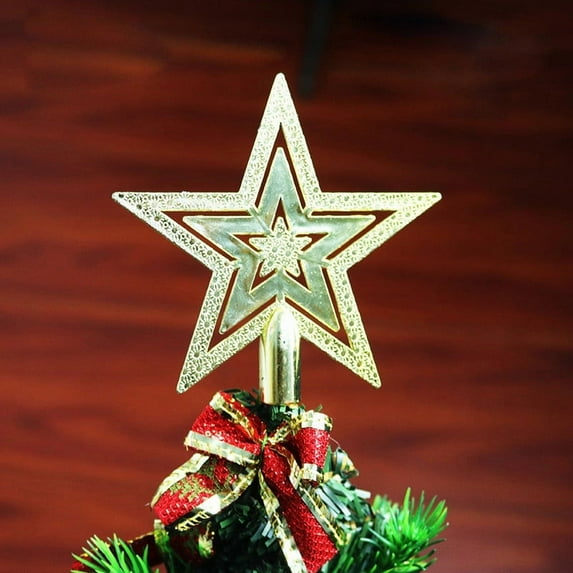 hulanddfd Christmas Tree Topper - 5-Pointed Star Shaped Ornament, Christmas Tree Decoration Gold Plastic Star for Xmas Tree Indoor Party Home Decor