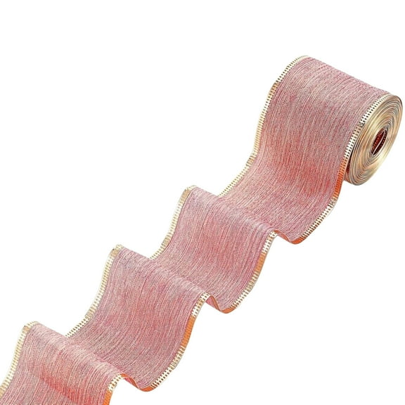 hulanddfd Christmas Velvet Ribbons - 1.97"x39.37" Gold-trimmed Ribbon for Christmas Trees Gift Boxes And Bouquet Wrapping Pink