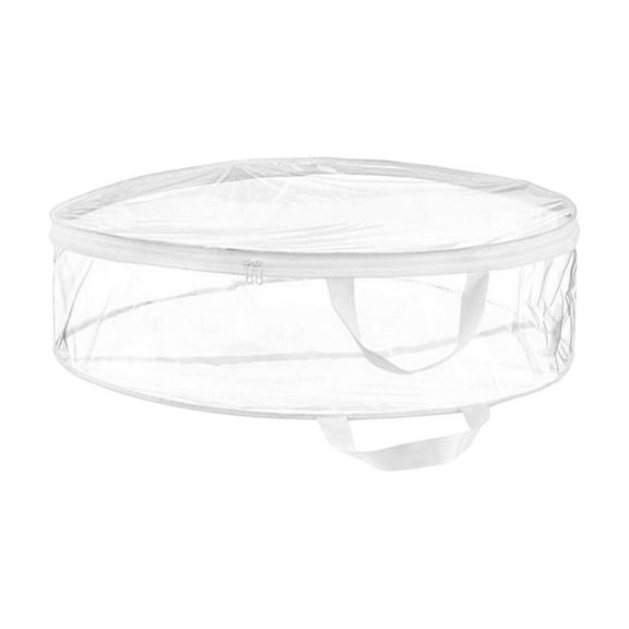 hulanddfd Christmas Wreath Storage Bag, Clear Everyday Bag, Christmas Wreath Storage Container wih Handles and Zippered for Xmas Wreath Garland WhiteM