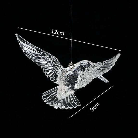 hulanddfd Clear Crystal Birds Ornament, Transparent Acrylic Hanging Hummingbirds Decor for Tree Shelves Door and Wedding Party