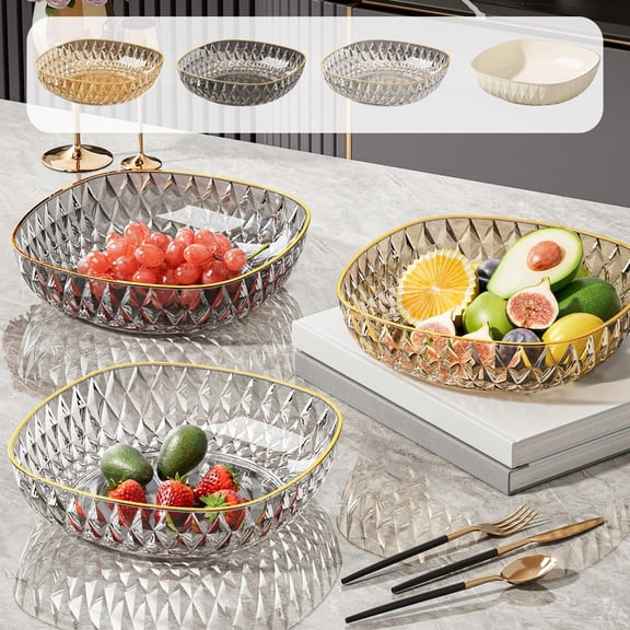 hulanddfd Clear Plastic Serving Bowls, 7.87" Snack Salad Vegetable Mixing Bowl, Crystal Decorative Bowl for kitchen Home Office Dining Table Centerpiece(Yellow)