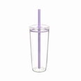 thumbnail image 1 of hulanddfd Clear Straws Cup - 7.48" Transparent Plastic Cup with Light Purple Straws and Lid Dishwasher Safe Winter Coffee Mug for Home Office Travel and Party Birthday Gift for Friend and Family, 1 of 1