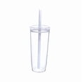 thumbnail image 1 of hulanddfd Clear Straws Cup - 7.48" Transparent Plastic Cup with White Straws and Lid Dishwasher Safe Winter Coffee Mug for Home Office Travel and Party Birthday Gift for Friend and Family, 1 of 1