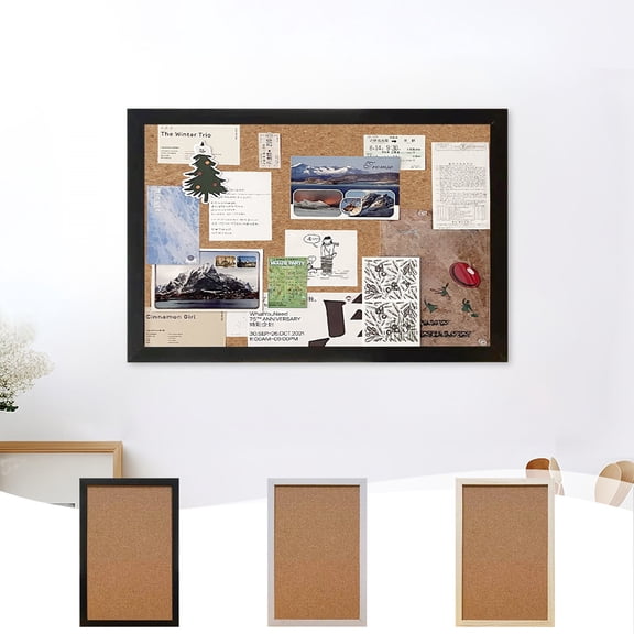 hulanddfd Cork Bulletin Board 15.74" x 11.81" Hanging Photo Display Board Wall Mounted Cork Board Decorative Hanging Board for Home Office(Black)