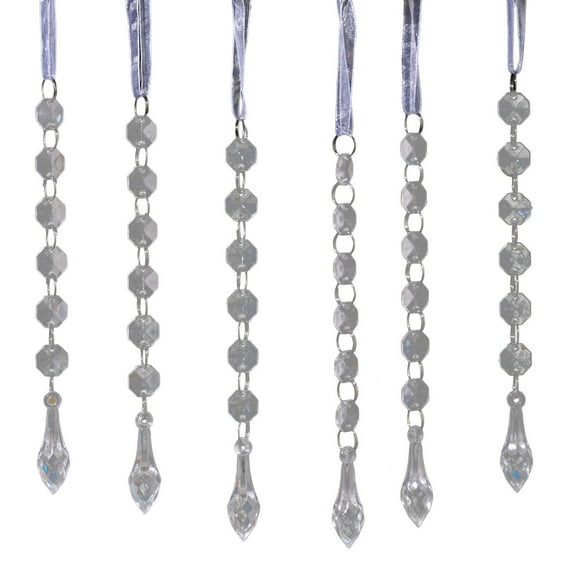 hulanddfd Crystal Christmas Ornaments, 6pcs Clear Acrylic Icicle Christmas Tree Ornaments Xmas Hanging Pendant for Xmas Tree Winter Holiday Party Decor 7"/18cm Clear