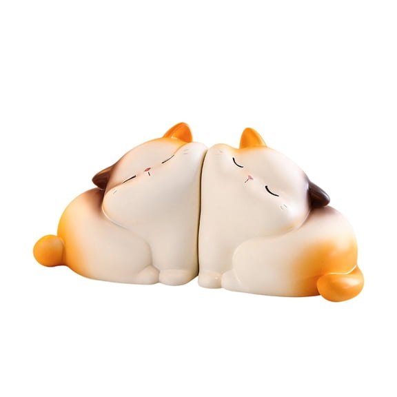hulanddfd Cute Cats Book Ends, 2.95"x3.54" Cats Shaped Resin Figurine Book Holders Desktop Decoration for Home Office