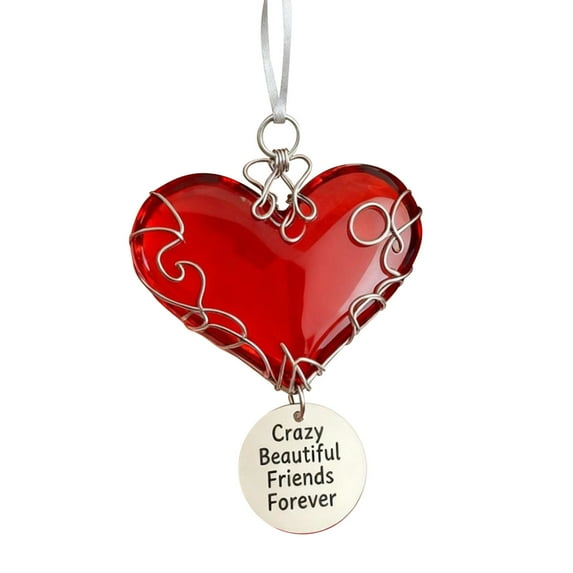 hulanddfd Cute Heart Ornaments, 3.1" Heart-Shaped Hanging Decor with Hanging Rope for Home Bedroom Office Fireplace Small Acrylic Pendant for Wedding Party Christmas Valentine's Day