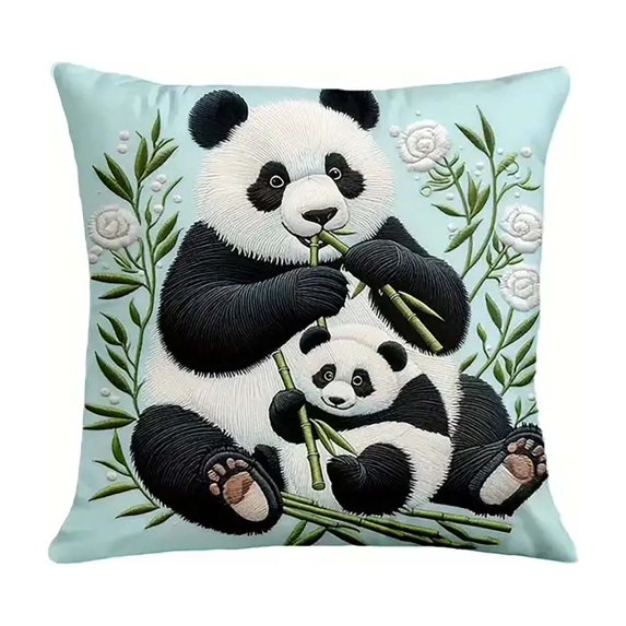 hulanddfd Cute Pandas Pillow Covers, 16"x16" Winter Pillowcase with Pandas Printed Patterns Soft Throw Cushion Cover for Sofa Living Room
