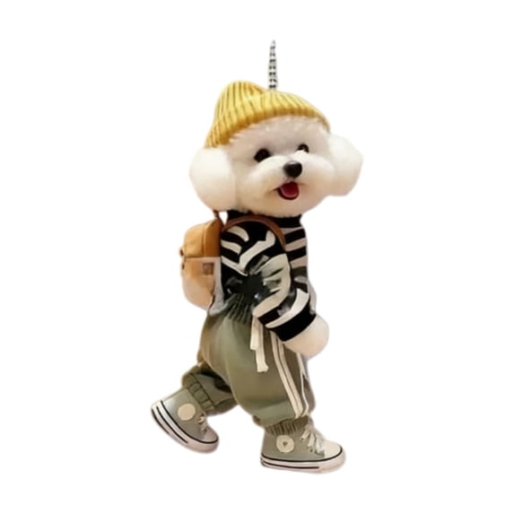 hulanddfd Cute Teddy Dog Ornament, 3.14" Small Dog with Backpack Pendant Animals Hanging Decoration for Tree Wall Door Shelves Home Decor